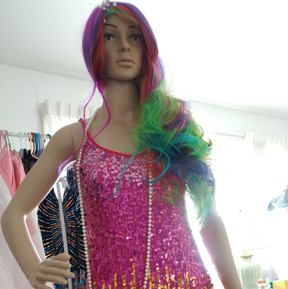 NEW DANCE/FLAPPER/PROM SEQUINED & FRINGE DRESS